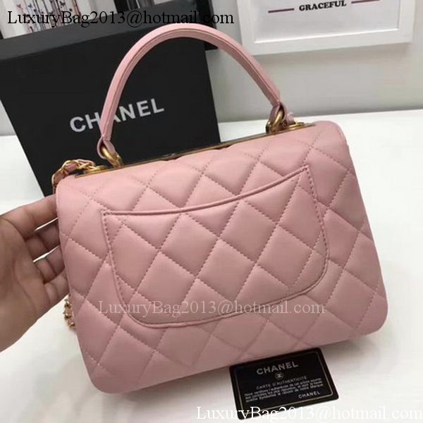 Chanel Classic Top Handle Bag Pink Sheepskin Leather A92991 Gold Chanel Classic Top Handle Bag Pink Sheepskin Leather A92991 Gold