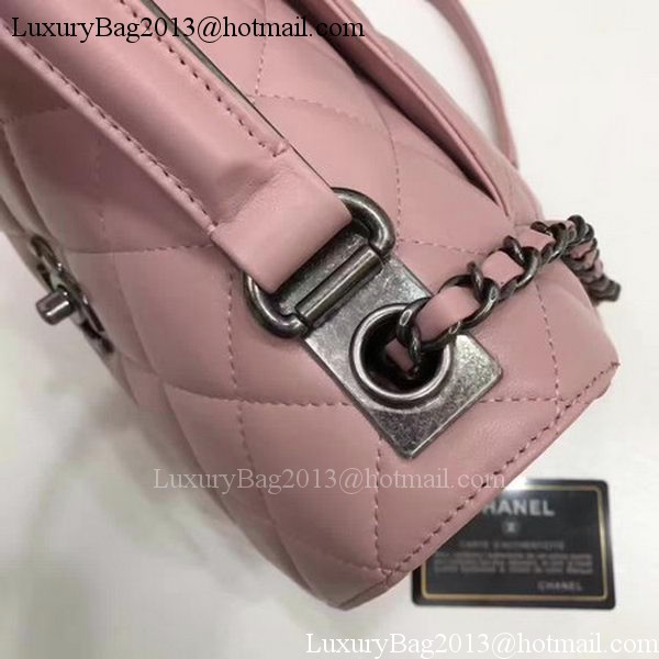 Chanel Classic Top Handle Bag Pink Sheepskin Leather A92991 Silver
