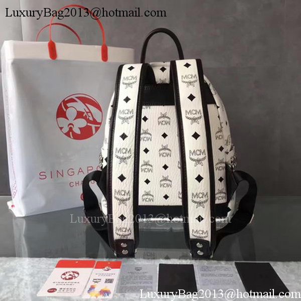 MCM Medium Top Studs Backpack MCM0039 White MCM Medium Top Studs Backpack MCM0039 White