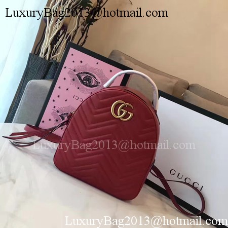 Gucci GG Marmont Quilted Leather Backpack 476671 Red Gucci GG Marmont Quilted Leather Backpack 476671 Red