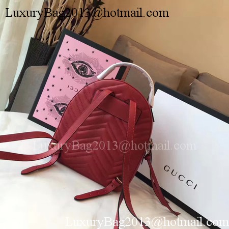 Gucci GG Marmont Quilted Leather Backpack 476671 Red Gucci GG Marmont Quilted Leather Backpack 476671 Red