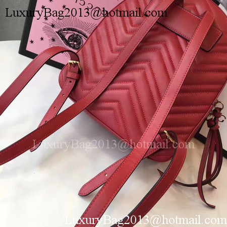 Gucci GG Marmont Quilted Leather Backpack 476671 Red Gucci GG Marmont Quilted Leather Backpack 476671 Red