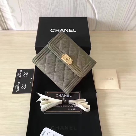 Boy Chanel Matelasse Bi-Fold Wallet Cannage Pattern CHA5261 Green