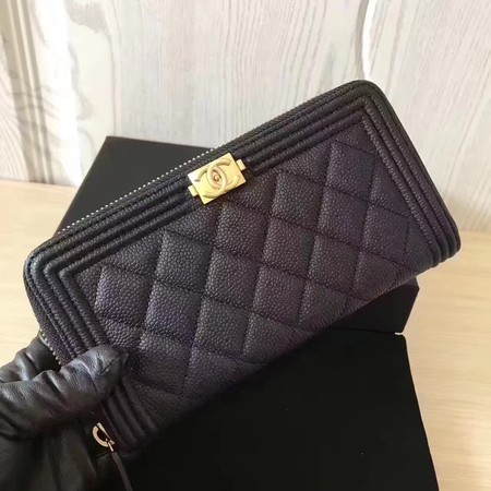 Boy Chanel Zip Around Wallet Cannage Pattern CHA5265 Black