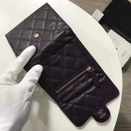 Chanel Tri-Fold Wallet Cannage Pattern Leather CHA5262 Black Chanel Tri-Fold Wallet Cannage Pattern Leather CHA5262 Black