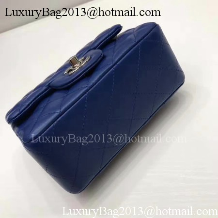 Chanel Classic MINI Flap Bag Original Sheepskin Leather A1115 Blue Chanel Classic MINI Flap Bag Original Sheepskin Leather A1115 Blue