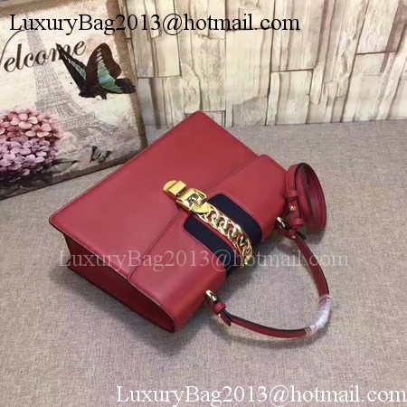Gucci Sylvie Leather Top Handle Bag 431665 Red Gucci Sylvie Leather Top Handle Bag 431665 Red