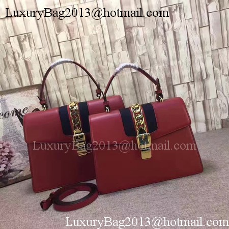 Gucci Sylvie Leather Top Handle Bag 431665 Red Gucci Sylvie Leather Top Handle Bag 431665 Red