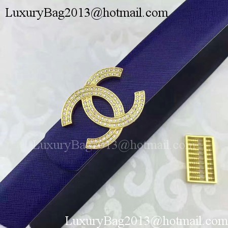 Chanel 30mm Blue Leather Belt CH5235 Gold Chanel 30mm Blue Leather Belt CH5235 Gold