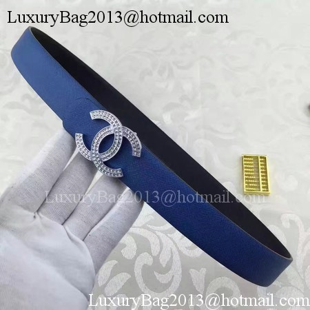 Chanel 30mm Blue Leather Belt CH5235 Silver Chanel 30mm Blue Leather Belt CH5235 Silver