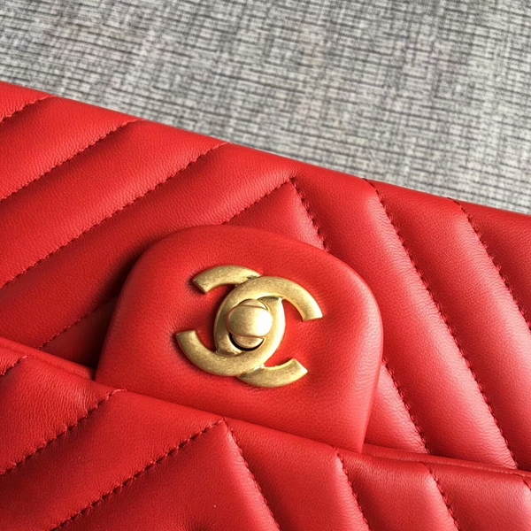 Chanel Flap Shoulder Bags Red Original Sheepskin CF1112 Gold Chanel Flap Shoulder Bags Red Original Sheepskin CF1112 Gold
