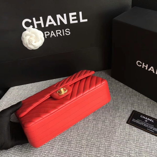 Chanel Flap Shoulder Bags Red Original Sheepskin CF1112 Gold Chanel Flap Shoulder Bags Red Original Sheepskin CF1112 Gold