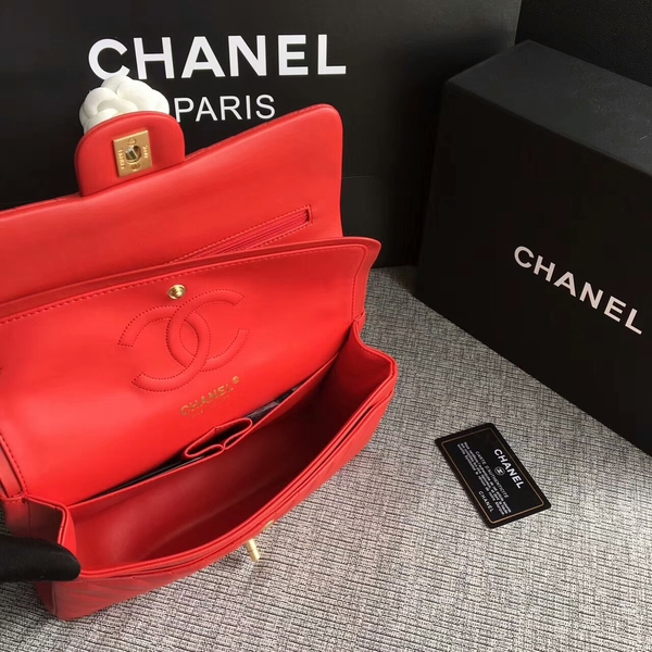 Chanel Flap Shoulder Bags Red Original Sheepskin CF1112 Gold Chanel Flap Shoulder Bags Red Original Sheepskin CF1112 Gold
