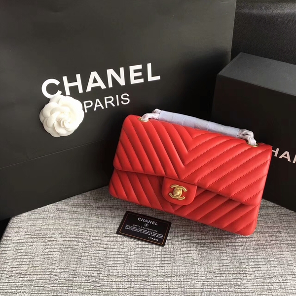 Chanel Flap Shoulder Bags Red Original Sheepskin CF1112 Gold Chanel Flap Shoulder Bags Red Original Sheepskin CF1112 Gold