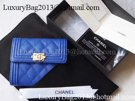 Chanel Matelasse Bi-Fold Wallet Blue Cannage Patterns A48980 Gold