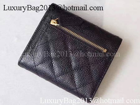 Chanel Tri-Fold Wallet Cannage Pattern Leather A48981 Black