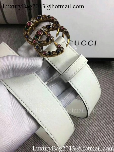 Gucci 34mm Leather Belt GG57001 White Gucci 34mm Leather Belt GG57001 White