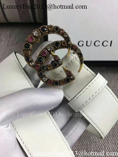 Gucci 34mm Leather Belt GG57001 White Gucci 34mm Leather Belt GG57001 White