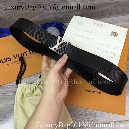 Louis Vuitton SPREME 40mm Black Epi Leather Belt M5897 Silver Louis Vuitton SPREME 40mm Black Epi Leather Belt M5897 Silver