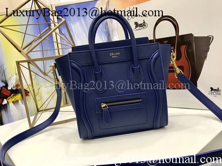 Celine Luggage Nano Tote Bag Original Leather CC3560 Blue Celine Luggage Nano Tote Bag Original Leather CC3560 Blue