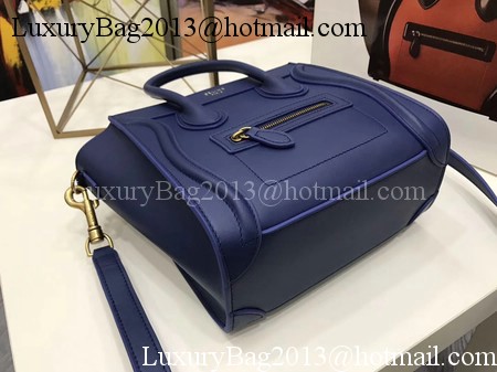 Celine Luggage Nano Tote Bag Original Leather CC3560 Blue Celine Luggage Nano Tote Bag Original Leather CC3560 Blue