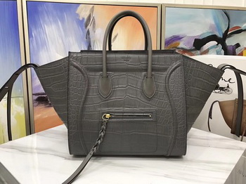 Celine Luggage Phantom Tote Bag Croco Leather CT3372 Grey