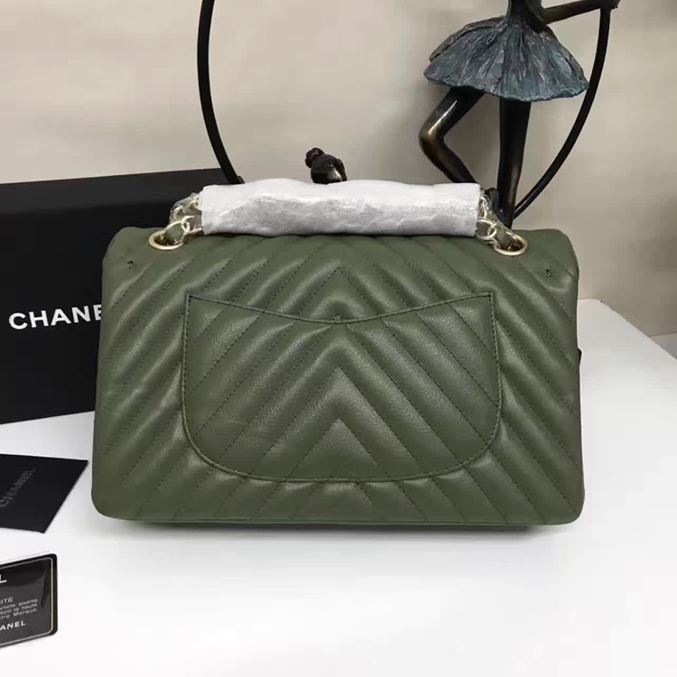 Chanel Flap Shoulder Bags Green Sheepskin Leather A1112 Glod Chanel Flap Shoulder Bags Green Sheepskin Leather A1112 Glod