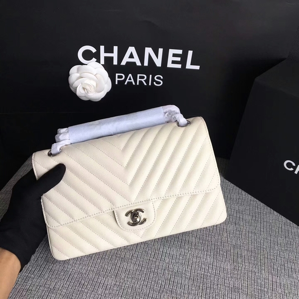 Chanel Flap Shoulder Bags White Original Calfskin Leather CF1112 White Chanel Flap Shoulder Bags White Original Calfskin Leather CF1112 White