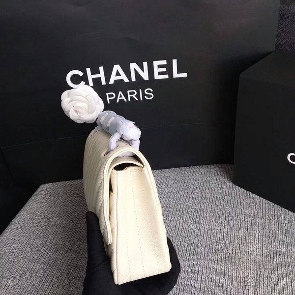 Chanel Flap Shoulder Bags White Original Calfskin Leather CF1112 White Chanel Flap Shoulder Bags White Original Calfskin Leather CF1112 White