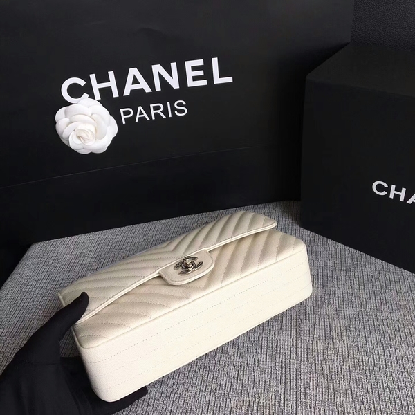 Chanel Flap Shoulder Bags White Original Calfskin Leather CF1112 White Chanel Flap Shoulder Bags White Original Calfskin Leather CF1112 White