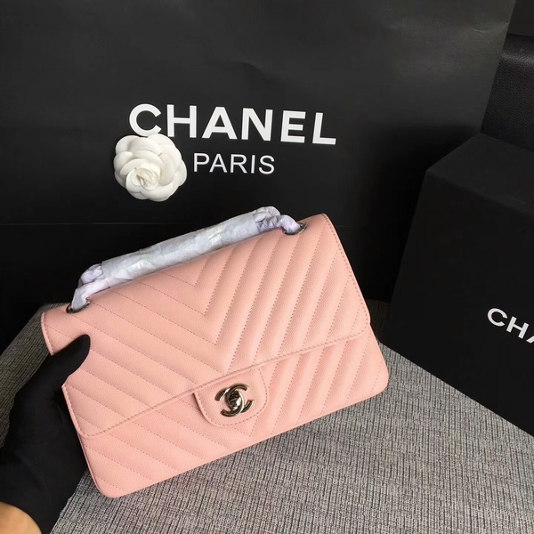 Chanel Flap Shoulder Bags Pink Original Calfskin Leather CF1112 Silver Chanel Flap Shoulder Bags Pink Original Calfskin Leather CF1112 Silver