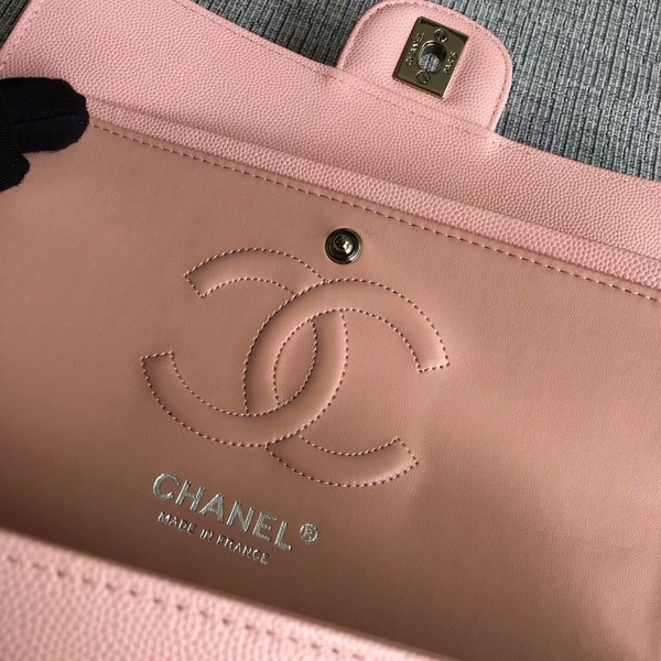 Chanel Flap Shoulder Bags Pink Original Calfskin Leather CF1112 Silver Chanel Flap Shoulder Bags Pink Original Calfskin Leather CF1112 Silver
