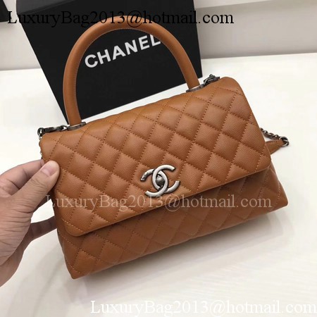 Chanel Classic Top Handle Bag Brown Original Leather A92991 Silver Chanel Classic Top Handle Bag Brown Original Leather A92991 Silver
