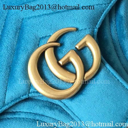 Gucci GG Marmont Chevron Velvet Shoulder Bag 443497 Blue Gucci GG Marmont Chevron Velvet Shoulder Bag 443497 Blue