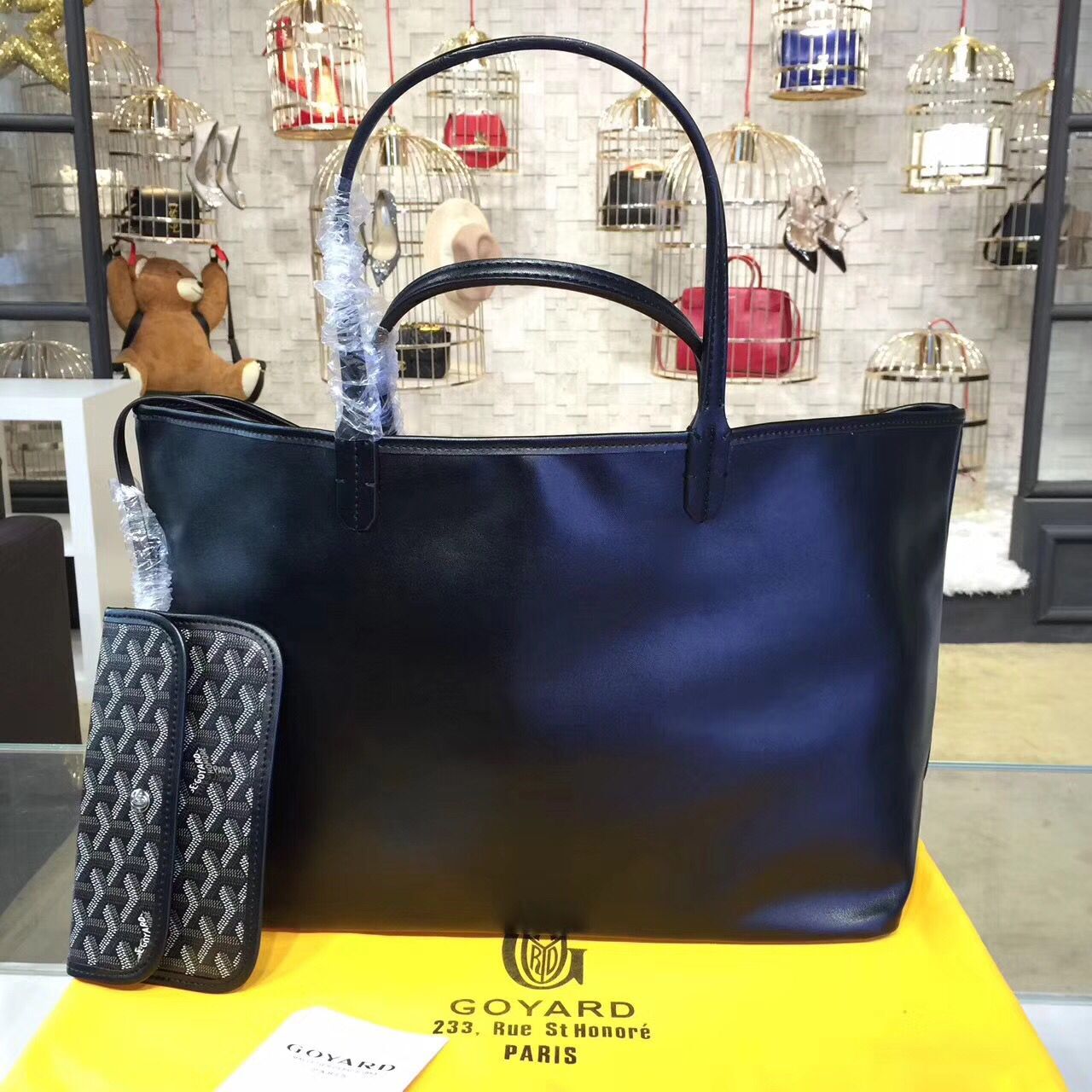 Goyard Y Doodling Calfskin Leather Tote Bag 7901 Black Goyard Y Doodling Calfskin Leather Tote Bag 7901 Black