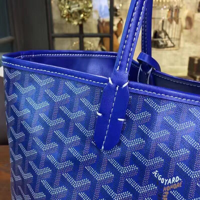 Goyard Y Doodling Calfskin Leather Tote Bag 7901 Blue Goyard Y Doodling Calfskin Leather Tote Bag 7901 Blue