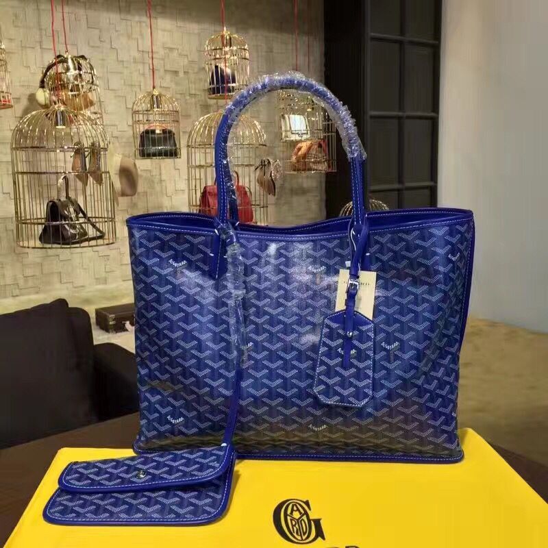 Goyard Y Doodling Calfskin Leather Tote Bag 7901 Blue Goyard Y Doodling Calfskin Leather Tote Bag 7901 Blue