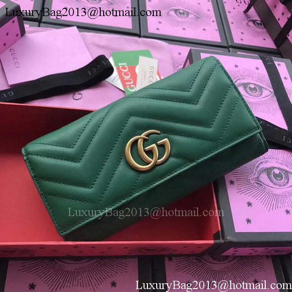 Gucci GG Marmont Continental Wallet 443436 Green Gucci GG Marmont Continental Wallet 443436 Green