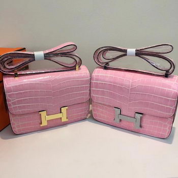 Hermes Constance Bag Croco Leather H9978C Pink