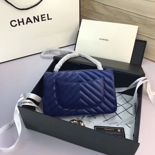 Chanel Classic Flap Bags Blue Original Sheepskin Leather 1116 Silver Chanel Classic Flap Bags Blue Original Sheepskin Leather 1116 Silver