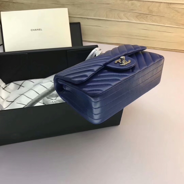 Chanel Classic Flap Bags Blue Original Sheepskin Leather 1116 Silver Chanel Classic Flap Bags Blue Original Sheepskin Leather 1116 Silver