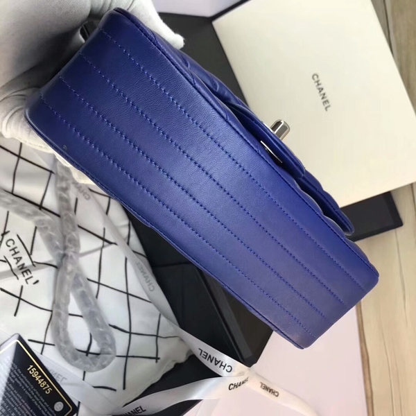 Chanel Classic Flap Bags Blue Original Sheepskin Leather 1116 Silver Chanel Classic Flap Bags Blue Original Sheepskin Leather 1116 Silver