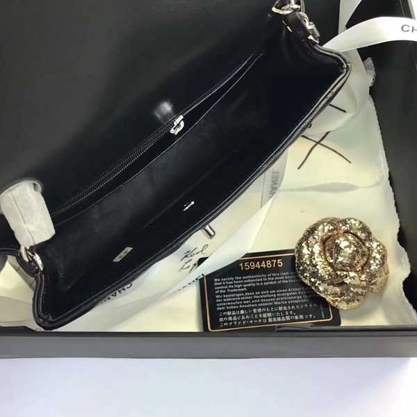 Chanel Classic Flap Bags Black Original Sheepskin Leather 1116 Silver Chanel Classic Flap Bags Black Original Sheepskin Leather 1116 Silver