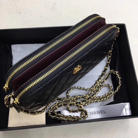 Chanel Shoulder Bag Black Sheepskin Leather CHA6845 Gold Chanel Shoulder Bag Black Sheepskin Leather CHA6845 Gold