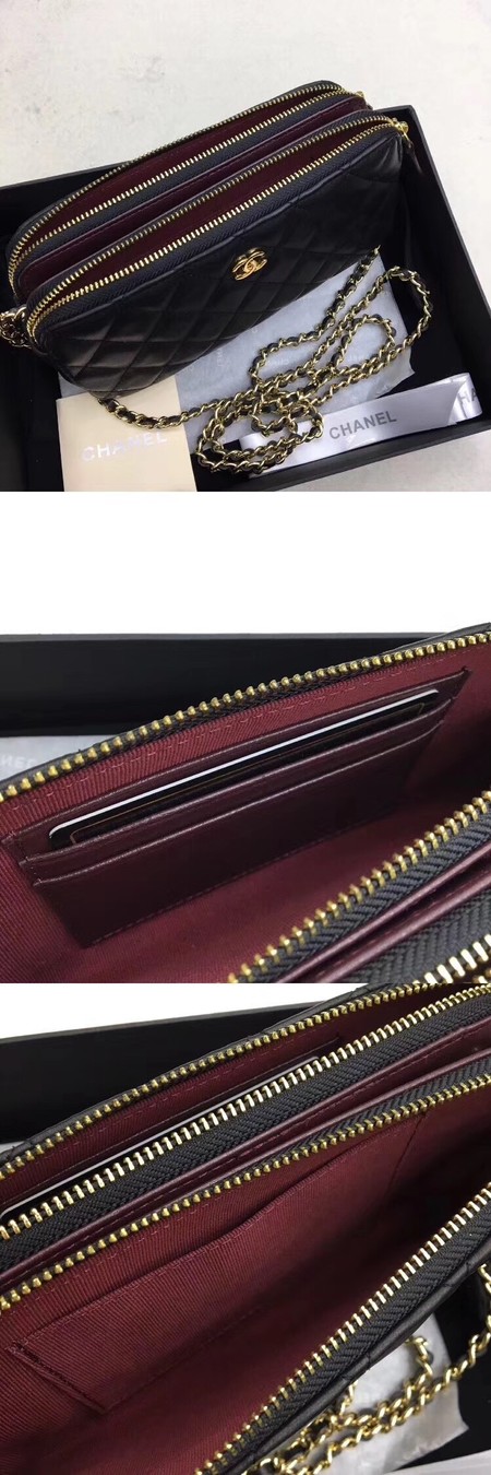 Chanel Shoulder Bag Black Sheepskin Leather CHA6845 Gold Chanel Shoulder Bag Black Sheepskin Leather CHA6845 Gold