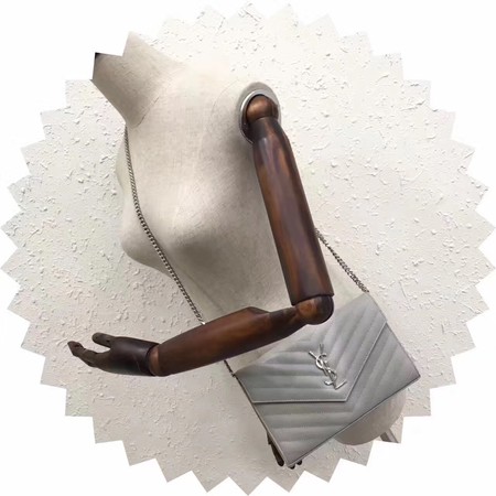 YSL WOC Classic Monogramme Flap Bag Cannage Pattern Y1003 Grey YSL WOC Classic Monogramme Flap Bag Cannage Pattern Y1003 Grey