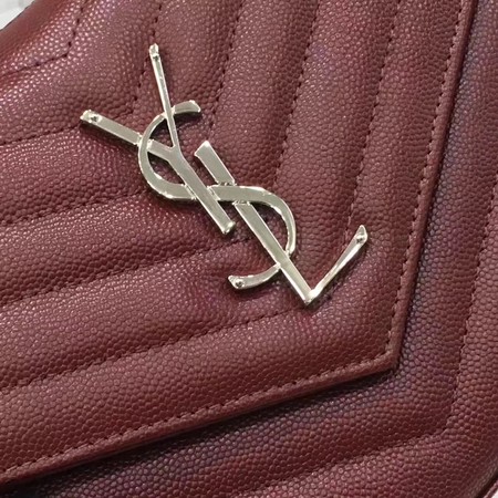 YSL WOC Classic Monogramme Flap Bag Cannage Pattern Y1003 Wine YSL WOC Classic Monogramme Flap Bag Cannage Pattern Y1003 Wine