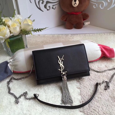 Yves Saint Laurent Leather Cross-body Shoulder Bag Y8011 Black Yves Saint Laurent Leather Cross-body Shoulder Bag Y8011 Black