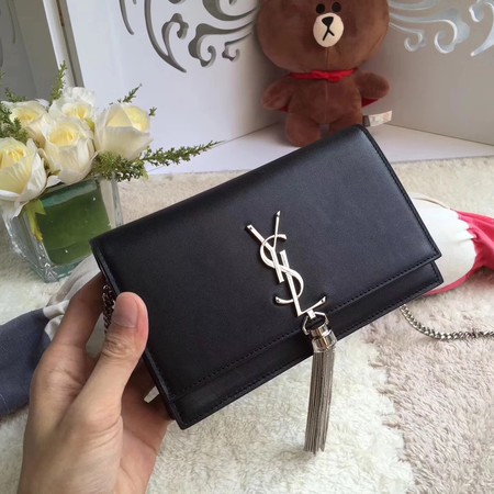 Yves Saint Laurent Leather Cross-body Shoulder Bag Y8011 Black Yves Saint Laurent Leather Cross-body Shoulder Bag Y8011 Black