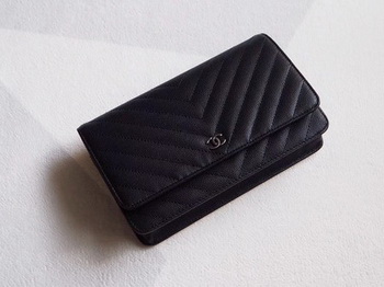 Chanel V mini Flap Bag Black Chevron Cannage Pattern A33814V Silver Chanel V mini Flap Bag Black Chevron Cannage Pattern A33814V Silver
